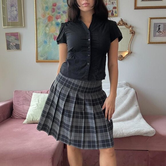 Grey & Black Plaid Midi Skirt - Picture 4 of 4